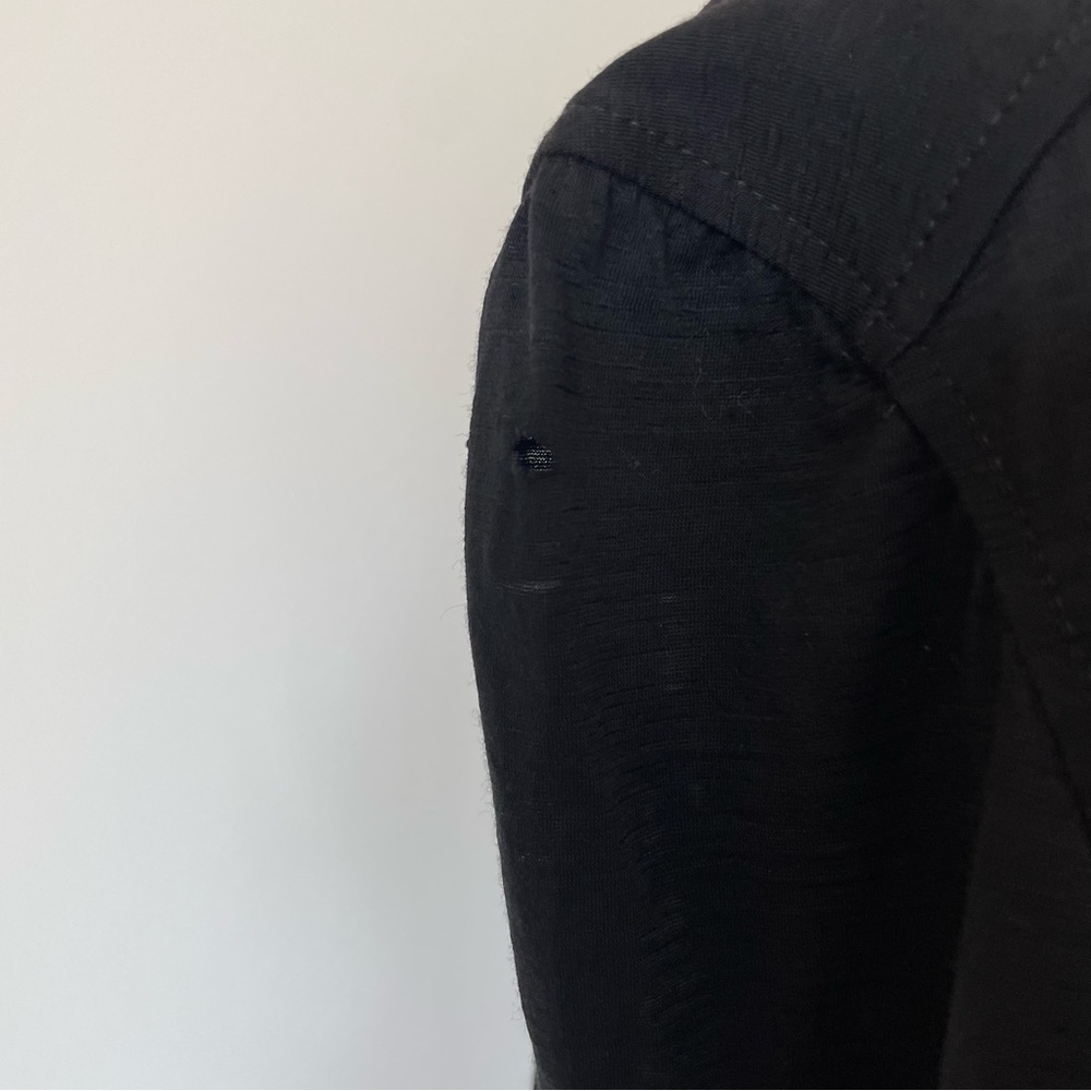 Chloe 100% Wool Black Long Sleeve Light Weight Embroidered Half Button Dress S - Picture 9 of 11